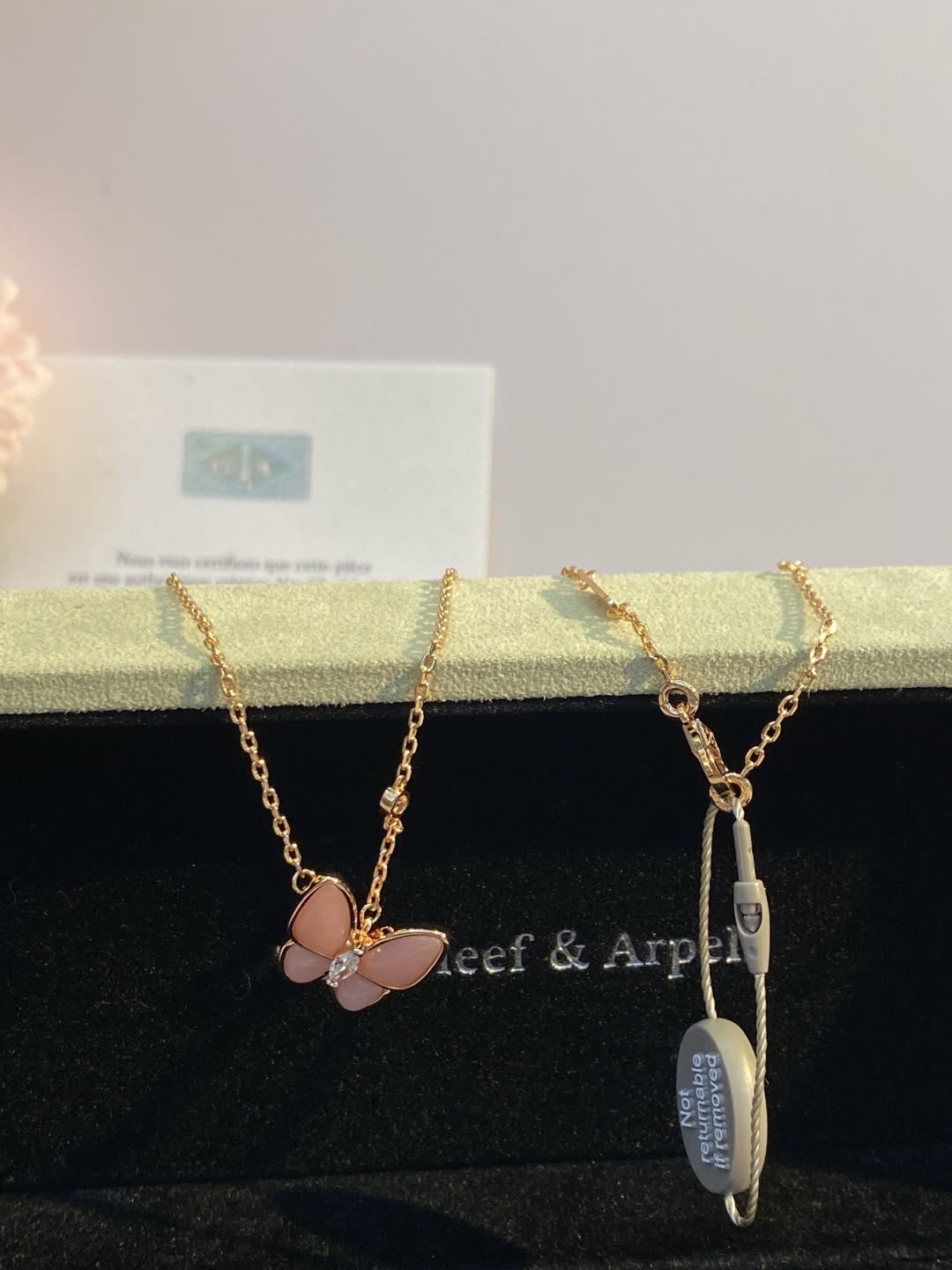 Van Cleef & Arpels Alhambra Butterfly Enamel Gold Pendant Necklace